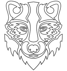 Beautiful wolf tattoo.Vector wolf's head as a design element on isolated background 