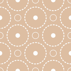 Beige and white geometric ornament. Seamless pattern