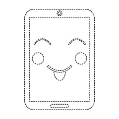 smartphone kawaii phone character cartoon vector illustration sticker design