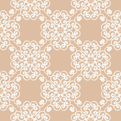 Beige and white floral seamless pattern