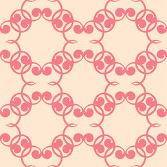 Red floral seamless pattern on beige background