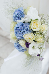 Festive concept, beautiful bouquet of flowers from roses