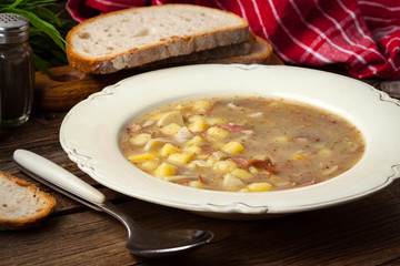 Sour soup on a plate.