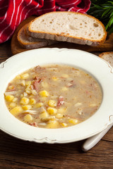 Sour soup on a plate.