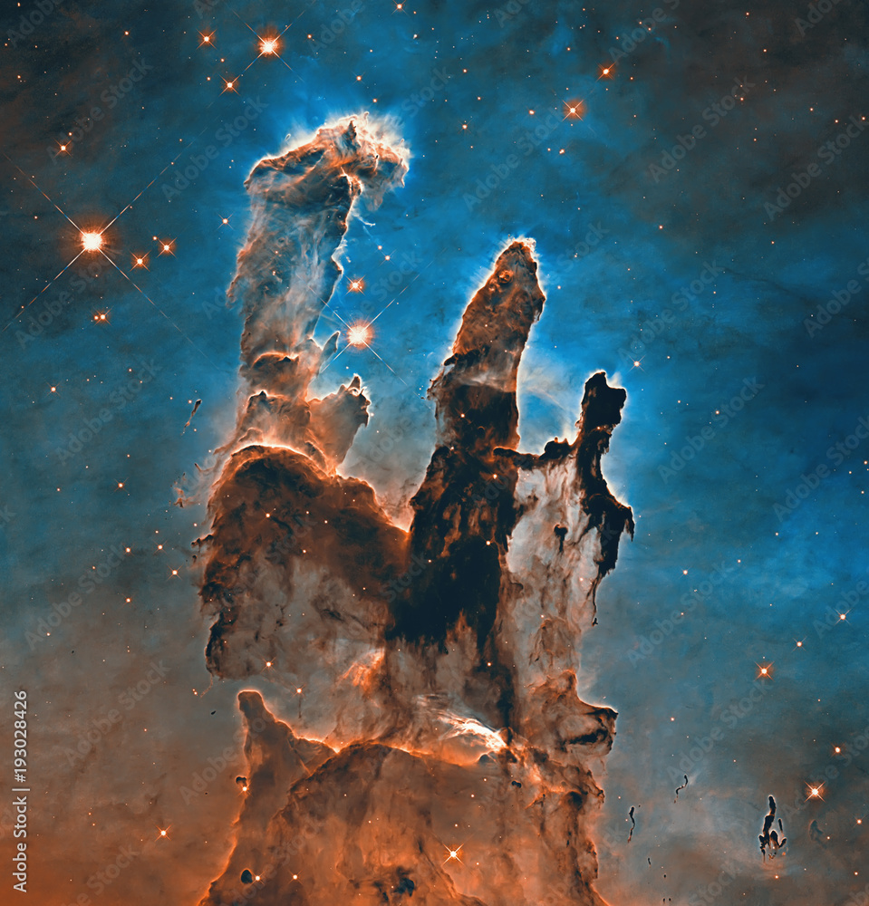 Poster pillars of creation. elements of this image furnished by nasa.