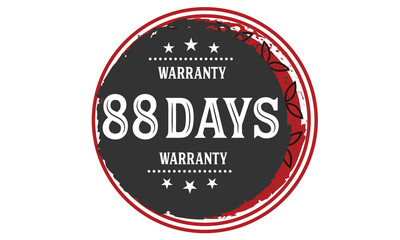 Fototapeta na wymiar 88 days warranty rubber stamp 