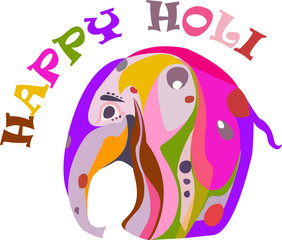 concept for the Happy Holi holiday of a decorated elephant