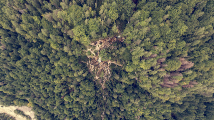 Drop down view of double water fall.