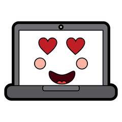 laptop computer heart eyes emoji icon image vector illustration design 