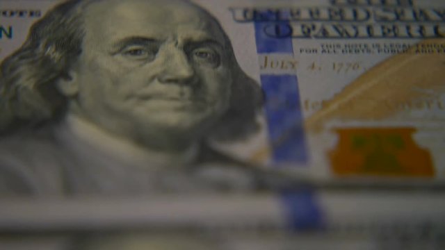 Dollar bills close-up. Macro photography of bank notes. Portrait of George Washington.