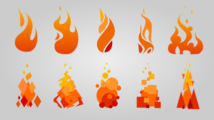 set of different flames