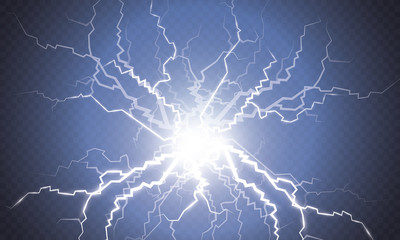 Vector Electricity charge. The effect of electric lighting, abstract techno backgrounds for your design on a blue background. Light and radiance.