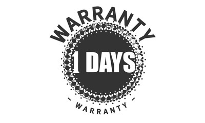 1 days warranty rubber stamp 