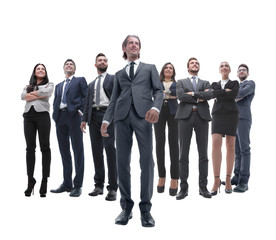 Fototapeta premium happy successful business team isolated on white background