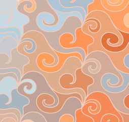 Vector wave background of doodle hand drawn lines