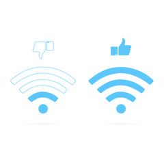wifi signal quality with thumb up and down