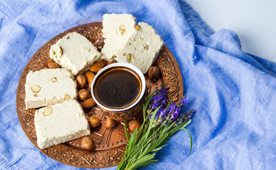 Halva dessert and black coffee