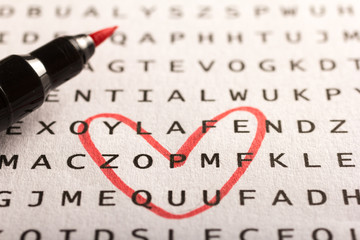 Fototapeta premium Word search, puzzle. Concept about finding, you, me.