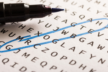 Word search, puzzle. Concept about finding, growth, success