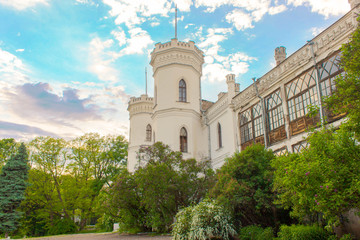 Fototapeta na wymiar Old castle in summer park, Koenig Palace, Ukraine