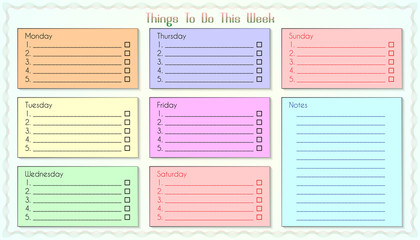 Things To Do List This Week 7 colours