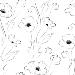 Garden poster Poppies Black poppy seamless pattern
