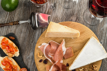 Antipasti platter, snacks and appetizers