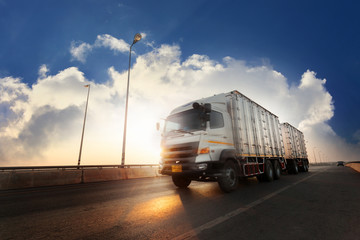 Truck on bridge,transportation concept.