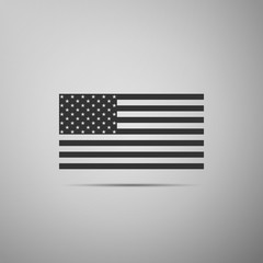 American flag icon isolated on grey background. Flag of USA. Flat design. Vector Illustration
