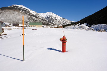 Silverton to Euereka, Colorado in winter following a recent snowstorm.