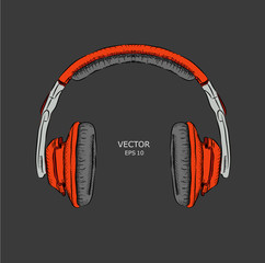 The image of the headphones. Vector illustration.