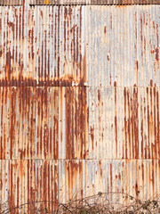 brown rusty dirty old retro metal corrugated iron shed background grunge industry