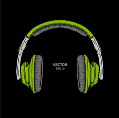 The image of the headphones. Vector illustration.