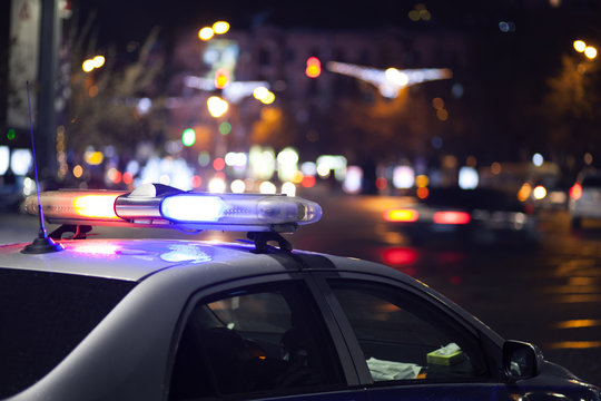 police car at night.