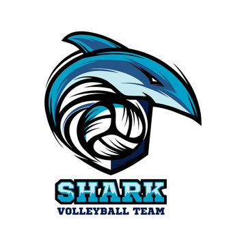 Shark Volleyball Logo Vector 02