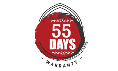 Fototapeta na wymiar 55 days warranty rubber stamp