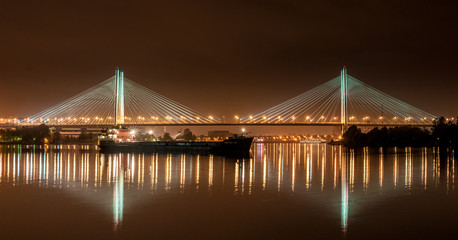 Fototapeta na wymiar Cable-stayed bridge over the Neva