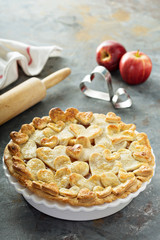 Apple pie with hearts shaped crust