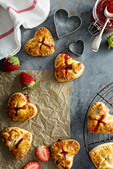Heart shaped strawberry hand pies