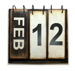 February 12 on calendar with white background
