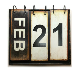 February 21 on calendar with white background
