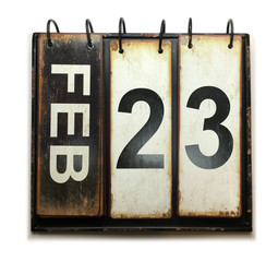 February 23 on calendar with white background
