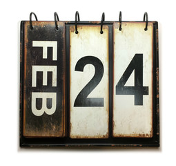 February 24 on calendar with white background
