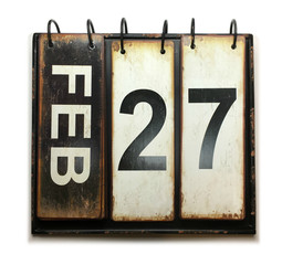 February 27 on calendar with white background
