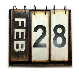 February 28 on calendar with white background
