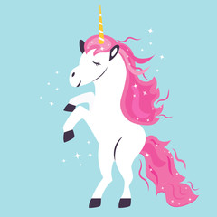 Fototapeta na wymiar Vector illustration of cute dreaming unicorn