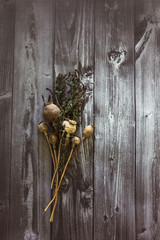 dry poppy head in a bouquet