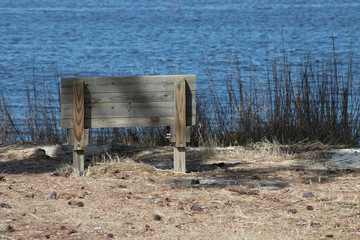 Empty bench on the river