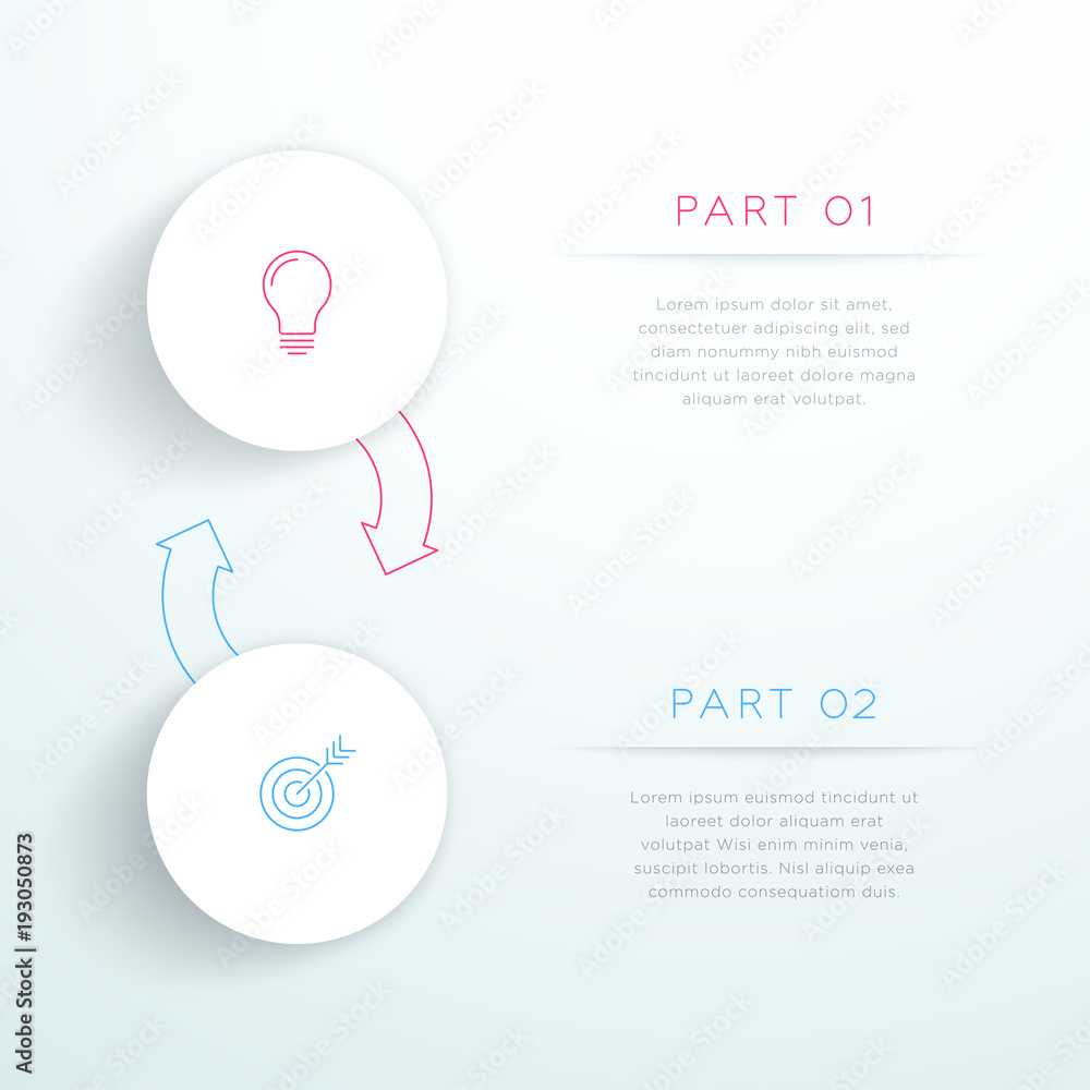 Poster circles linked with arrows 2 step vector infographic