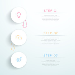 Circles Linked With Arrows 3 Step Vector Infographic
